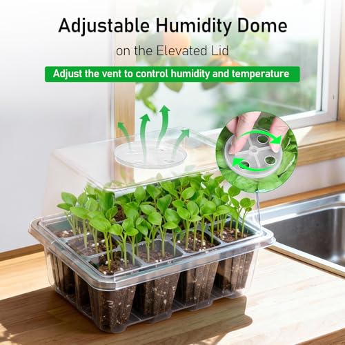 10 Pack Seed Starter Tray (Transparent / 12 Cell-10 Packs Elevated Cover)