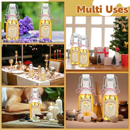 20 Pack Swing Top Glass Vanilla Extract Bottles 4 oz with Lids (Round-4oz-20pcs)