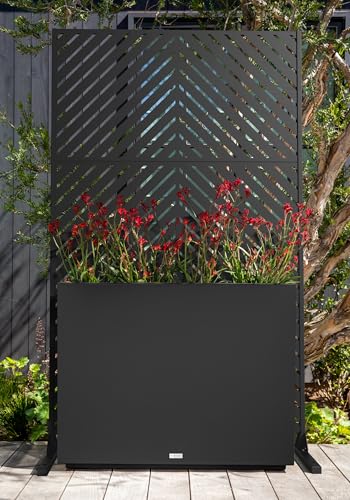Block Series Span Planter + Arrow Privacy Screen Set (Black / Bundle with Screen Set - Arrow Pattern)