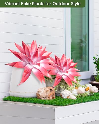 Artificial Agave Plant Set (Red White*2 / 28 Inches)