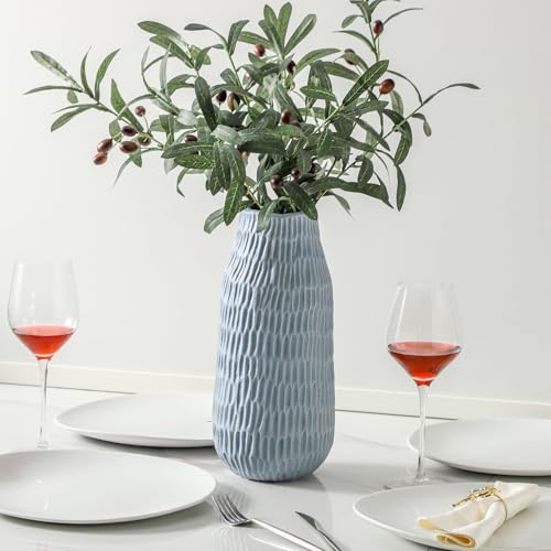 12.6 Inch Mat Blue Modern Handmade Ceramic Vase (Mat Blue-12.6inch)
