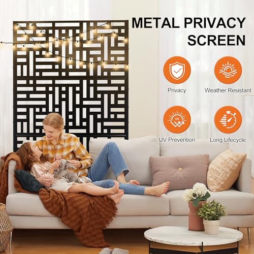 71" H Metal Outdoor Black Privacy Screen (71"H×47"W / Black Helen)