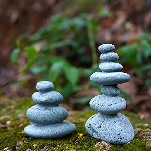 Balanced Stones Cairn Statue Garden Decor Small Fish Tank Decoration