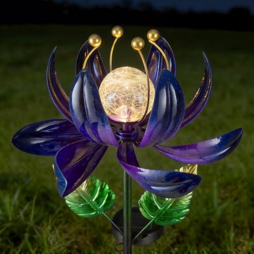 Solar Purple Metal Flower Wind Spinners (Purple 3)
