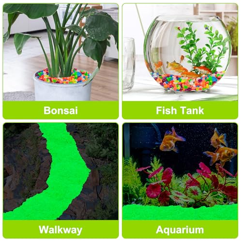 4000pcs 5 8mm Green Glowing Pebbles Glow Pebbles Aquarium Rocks Glow in The Dark Decorative Stones for Walkways Driveway Yard Grass Fish Tank Plant Pots (4000 Count)
