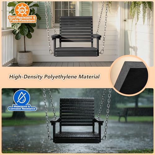 4 FT Single Porch Swing (Black / 1 Seat)