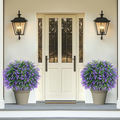 Artificial Set of 4 UV Resistant Boxwood Topiary Ball with Lavender (Lavender Ball 4pcs)