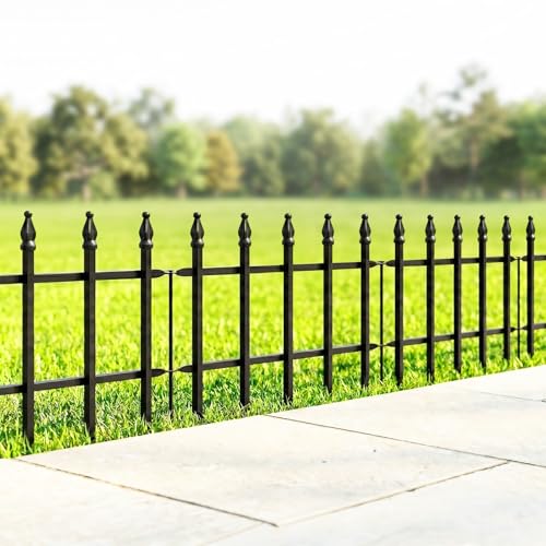 12" H x 16" W Decorative Metal Garden Border Fence (Black / 12″ H x 16″ W (5 Panels))
