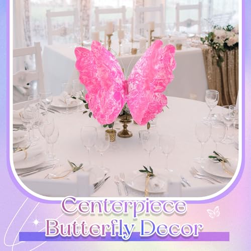 3 Pcs Giant Butterfly Decoration (Butterfly / Gradient Rose Red)
