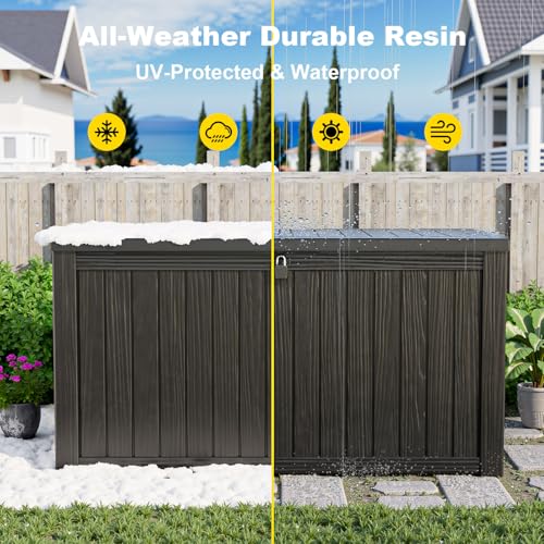 180 Gal Waterproof Outdoor Storage Box UV Resistant Deck Box (Black / 180 Gallon)