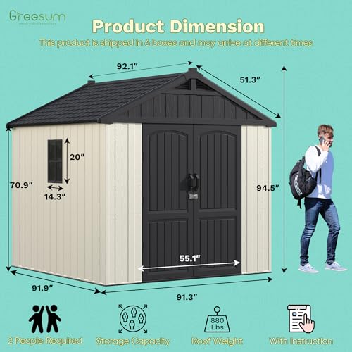 8x8FT Plastic Outdoor Storage Shed with Floor (Beige / 8x8)