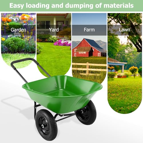 Dual Wheel Wheelbarrow (Bright Green)