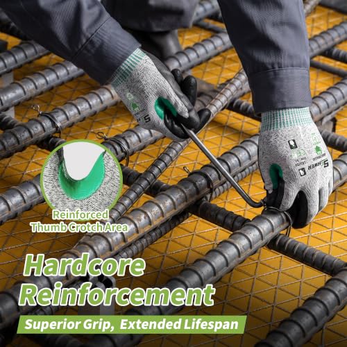 12 Pairs A6 Cut Resistant Gloves with Reinforced Thumb (Grey / Large)