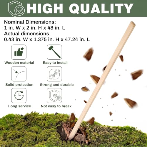 48 Pieces Wooden Garden Stakes 48 Inch Grade and Survey Stakes Wooden Garden and Sign Posts for Plant Support Silt Yard Fence Farm Survey Boundaries Baselines (Smooth Stakes / 48 Inch)