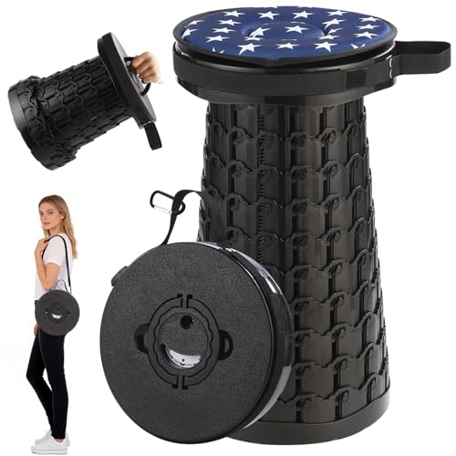 18 in Collapsible Stool with Cushion (Black)