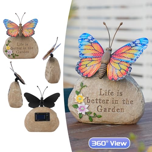 Solar LED Butterfly Garden Statue with Sparkling Light (Orange)