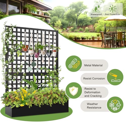 Metal Raised Garden Bed with Trellis Outdoor