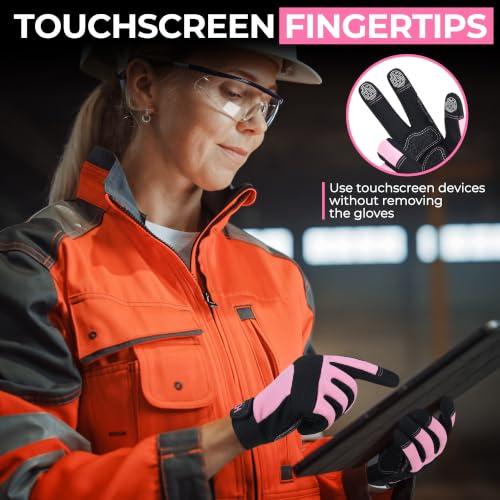 Work Gloves for Women (Small (Pack of 1) / Black Pink)