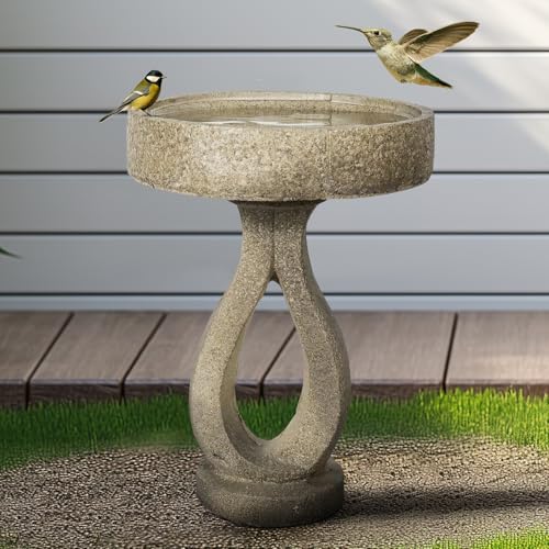 21.8" H Elegant Modern Bird Bath for Outsides Use (21.8" / Modern Curves Shaped)