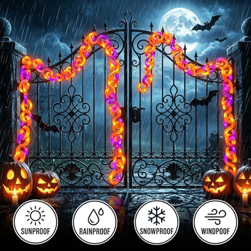 2 Pack 16.4 ft Halloween Chain Lights (2 Pack-Orange Purple / 10FT)