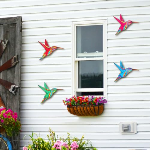 Metal Hummingbird Wall Art Decor Outdoor Fence Decorations (Hummingbird-D)