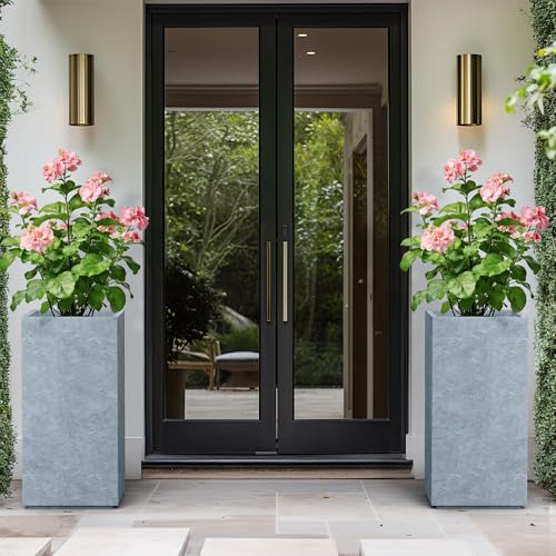 Large Column Square Blue Gray Concrete Planter 27.6" H (Slate Gray / 27.6" H)