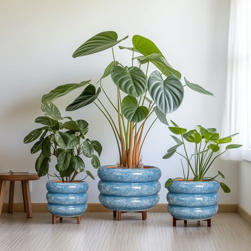 8 Inch Plant Pot with Drainage Hole (8 Inch / Blue Sapphire)