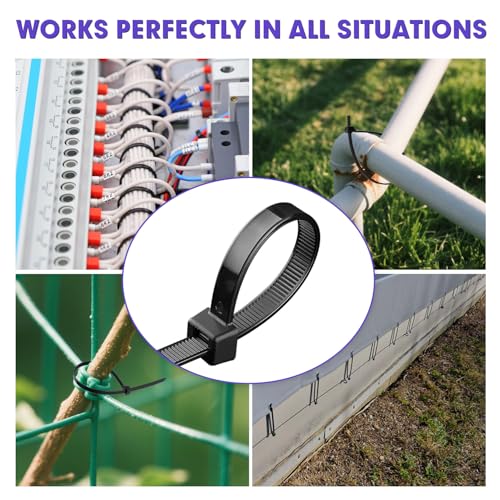 Zip Ties RAZCC 1200pcs Black Cable Zip Ties 14 Inch (Wideth 0.3")
