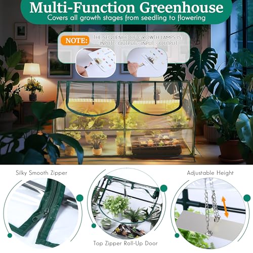 Mini Greenhouse with Grow Light (47.2"L x 23.6"W x 23.6"H / House Shape)