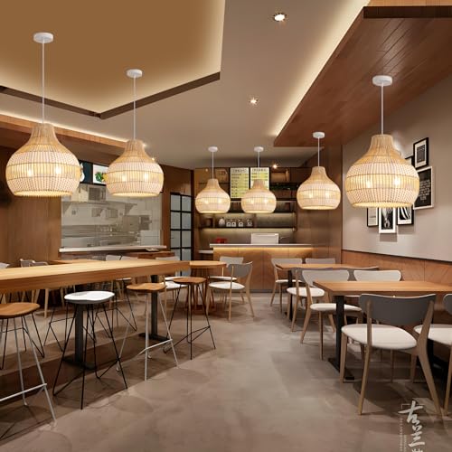 14.6" Rattan Pendant Light (White / 1-Pack 14.56 in)
