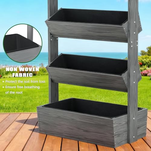 Wood Vertical Raised Garden Bed (Gray Wood Color / 18 x 30 x 67in, 5 Tier)