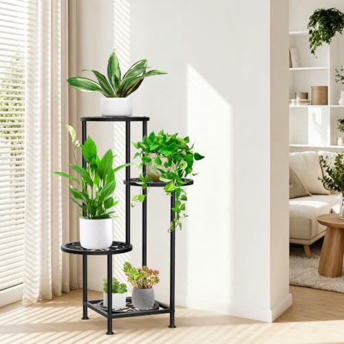 4 Tier Plant Stand Indoor Outdoor (Flower Black / 4 Tier)