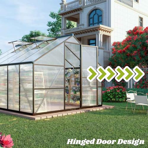 8 x 10 FT Outdoor Polycarbonate Greenhouse (Dark Gray / 8×10FT)