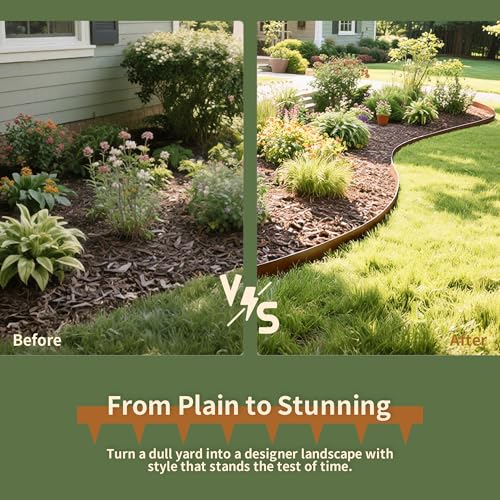 Garden 10 Pack 4.5"x40" Metal Landscape Edging 33' Landscaping Border (Powder-Coated Rust)
