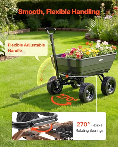 7 Cu.Ft 1200LBS Poly Garden Cart Dump Wagon (Darkgrey)