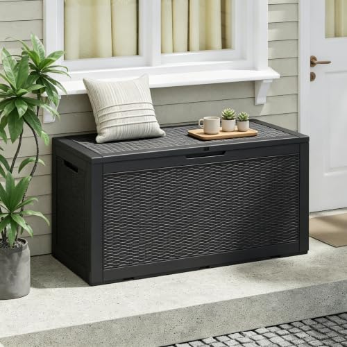 110 Gal Outdoor Storage Box Waterproof (110 Gallon / Dark Black)
