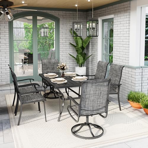7 Piece Outdoor Dining Set (Charcoal / 7-Piece(38.9"))