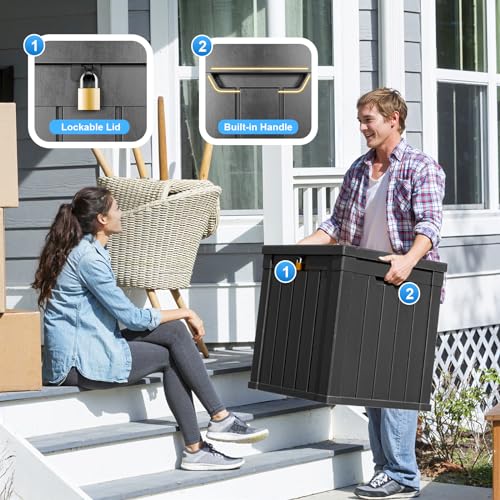 51 Gallon Outdoor Deck Box (Black / 51 Gallon)