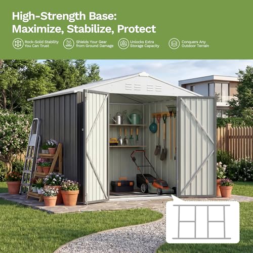 8x6 FT Outdoor Storage Shed with Floor Frame (Gray / 8x6 FT)