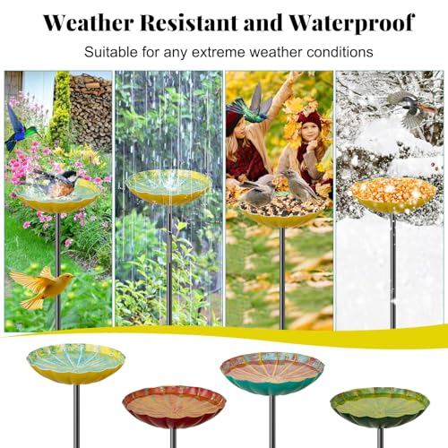 Metal Flower Bird Bath for Outside