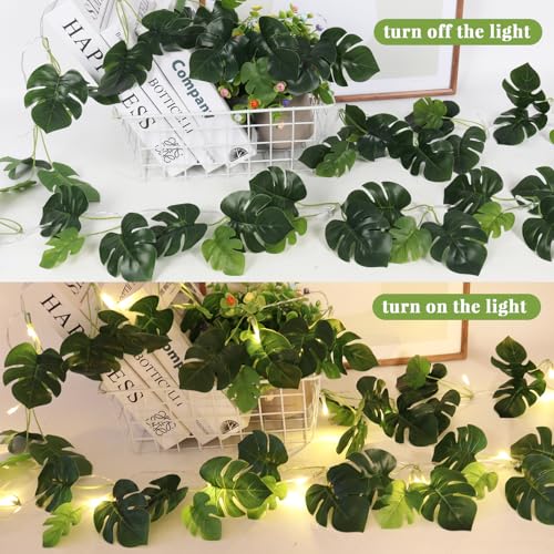 Monstera Leaves String Light 1P 20LED Battery Operated Tropical Ivy (Green Plam)