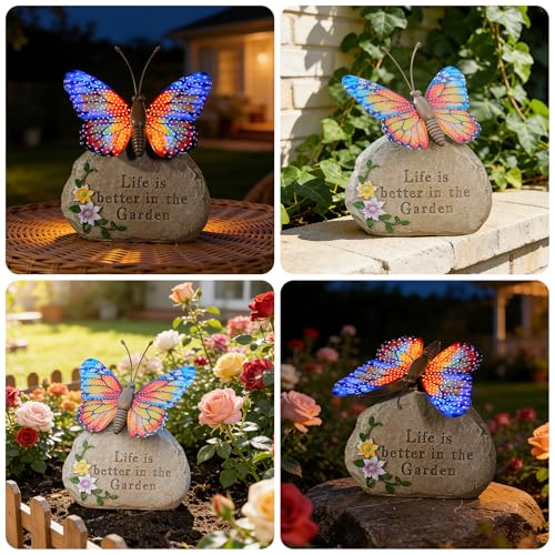 Solar LED Butterfly Garden Statue with Sparkling Light (Orange)