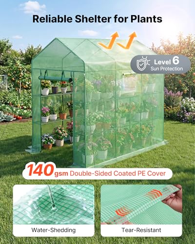 Walk in Greenhouse (Green / 4.5x6.8x6.4 ft)