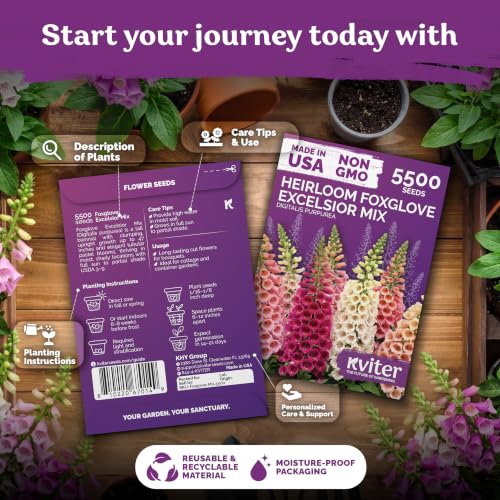 5 500 Foxglove Excelsior Mix Heirloom Flower Seeds