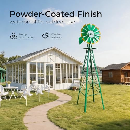8FT Green Metal Ornamental Windmill Weather Vane (8ft-green)
