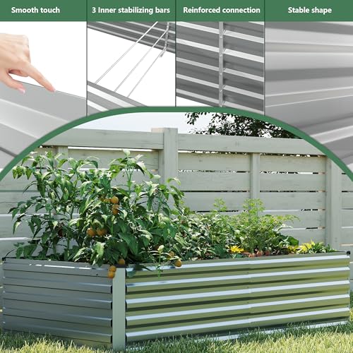 8x4x3ft Raised Garden Bed Outdoor (Silver / 8x4x3 FT-2PC)