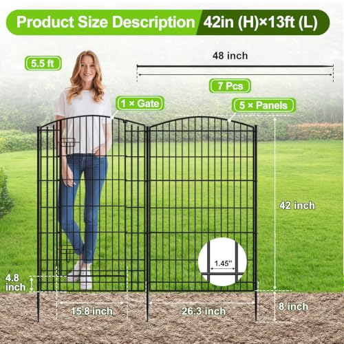 Decorative Garden Fence 6 Panels 13ft (6 Panels 13ft(L)-42"(H) - With Gate)