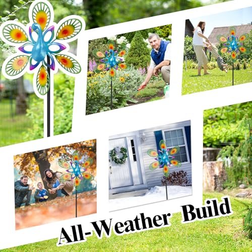 Metal Wind Spinners Outdoor (Peacock a)