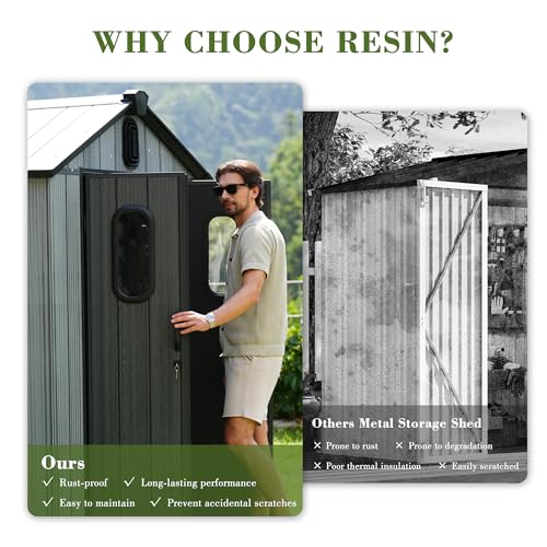 Domi 5x3FT Outdoor Resin Storage Shed with Transparent Windows & Louvered Vents (5x3FT)