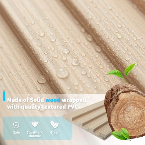 108 x 5.7 Inch Slat Wood Wall Paneling for Interior Decor (8Pcs-108 x 5.7 Inch / Slat Ashtree)